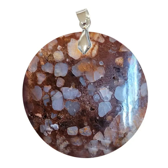 Pendentif Rond en Opale Noire et Blanche – Force & Ancrage