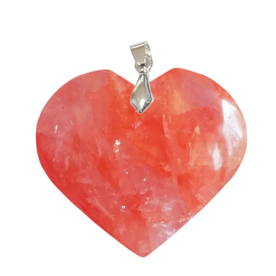 Pendentif Cœur en Quartz Hématoïde Orange – Apaisement Émotionnel & Énergie Ancrée