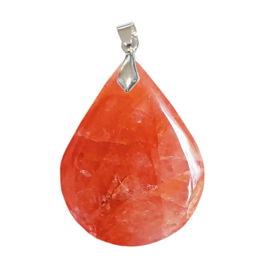 Pendentif Goutte en Quartz Hématoïde Orangé – Ancrage Émotionnel & Vitalité