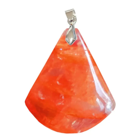 Pendentif Triangulaire en Quartz Hématoïde Orangé – Force Émotionnelle & Ancrage