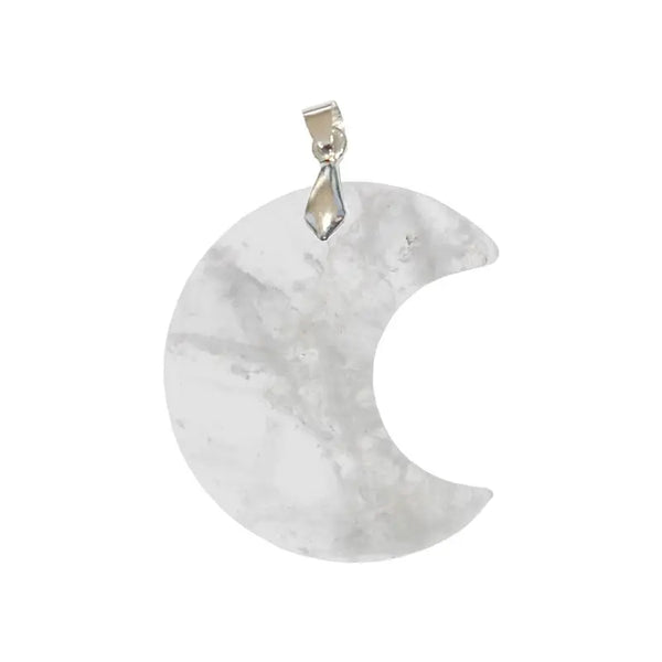 Pendentif Croissant de Lune en Cristal de Roche