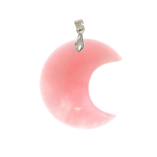 Pendentif Croissant de Lune en Quartz Rose – Douceur & Intuition Féminine