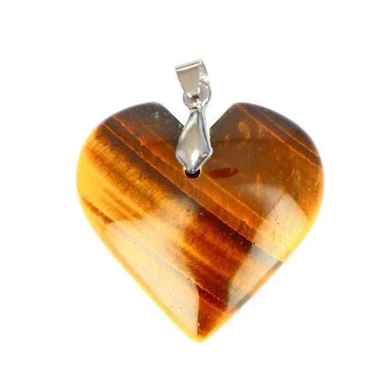 Pendentif Cœur en Œil de Tigre Extra – Protection & Énergie Solaire