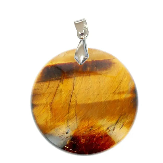 Pendentif Rond en Œil de Tigre Extra – Force Intérieure & Protection Naturelle