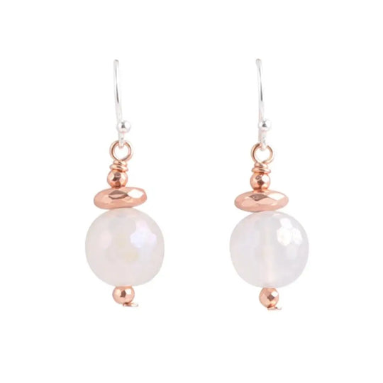 Boucle d'oreille en agate blanche et grise