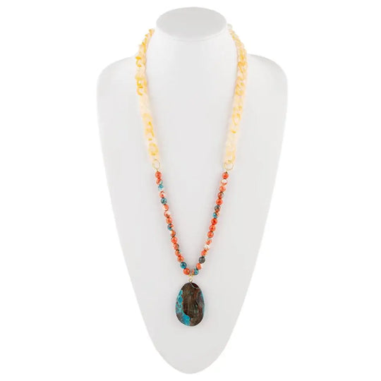 Stachelige Auster und Jaspis-Anhänger-Halskette