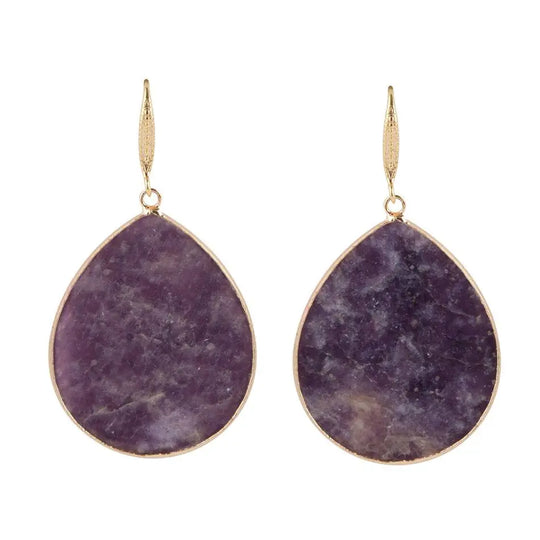 Pendants d'oreilles en améthyste et bronze