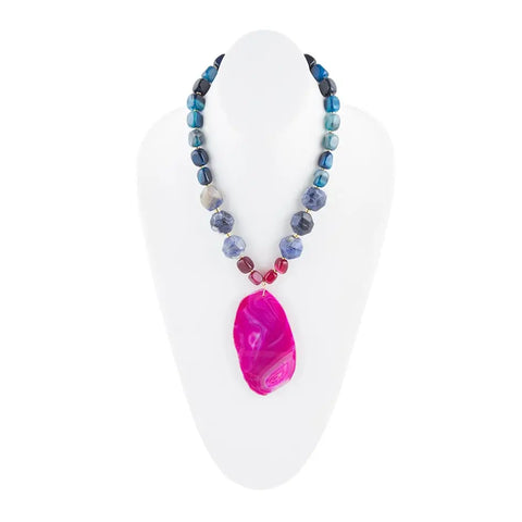 Collier Statement Agate Violet Viola et Lapis