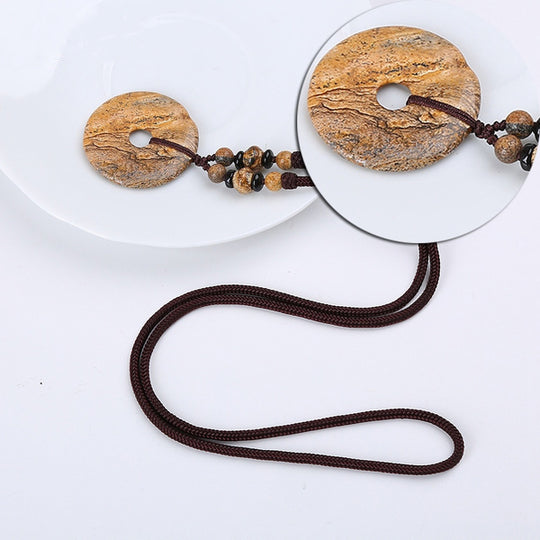 Yumten-Anhänger mit rundem Jaspis-Stein